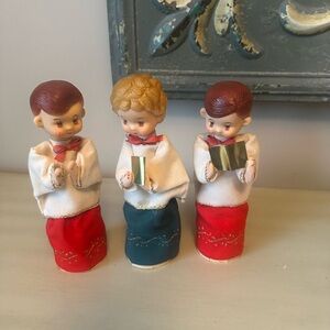 Vintage Noel made in Japan rubber faced carolers set or 3